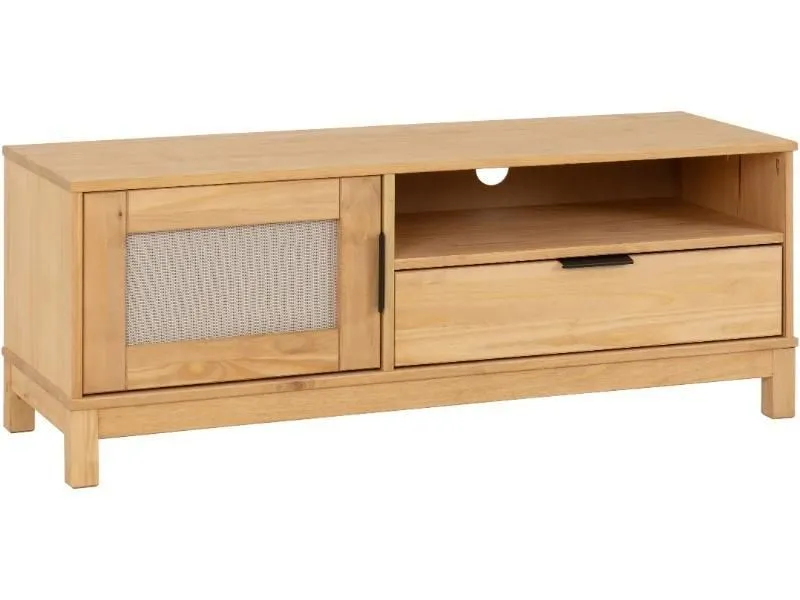 Seconique Corona Rattan 1 Door 1 Drawer TV Unit in Natural 2