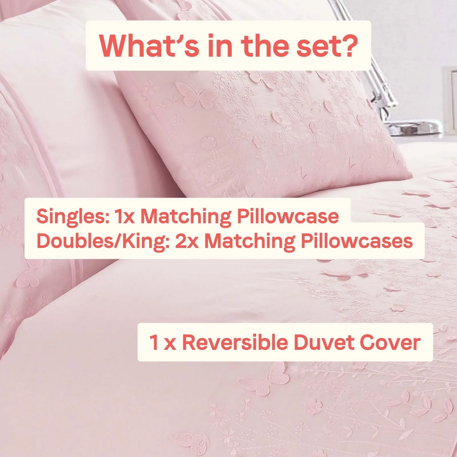 Rapport Home Papillon Duvet Set King Blush, Pink 4
