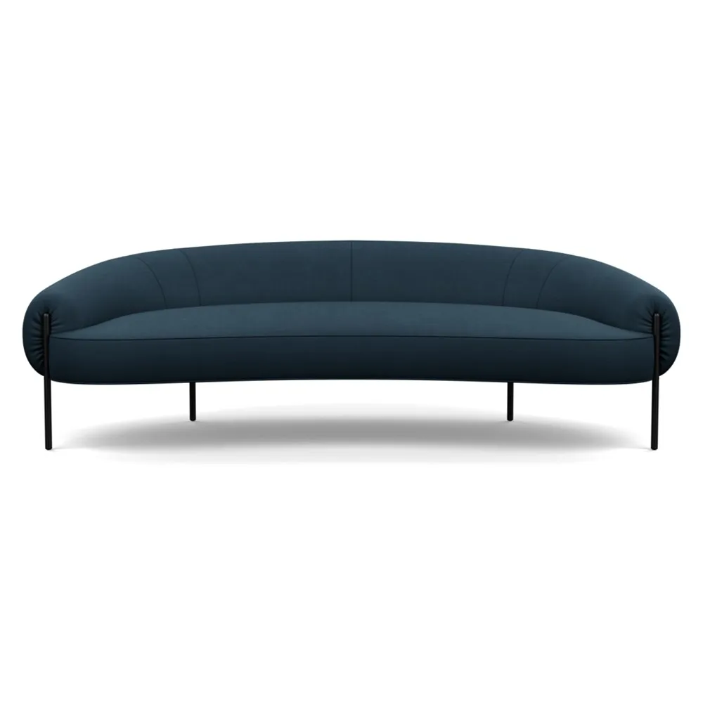 Heal's Isola 3 Seater Sofa Siena Cotton Deep Sea Black Feet