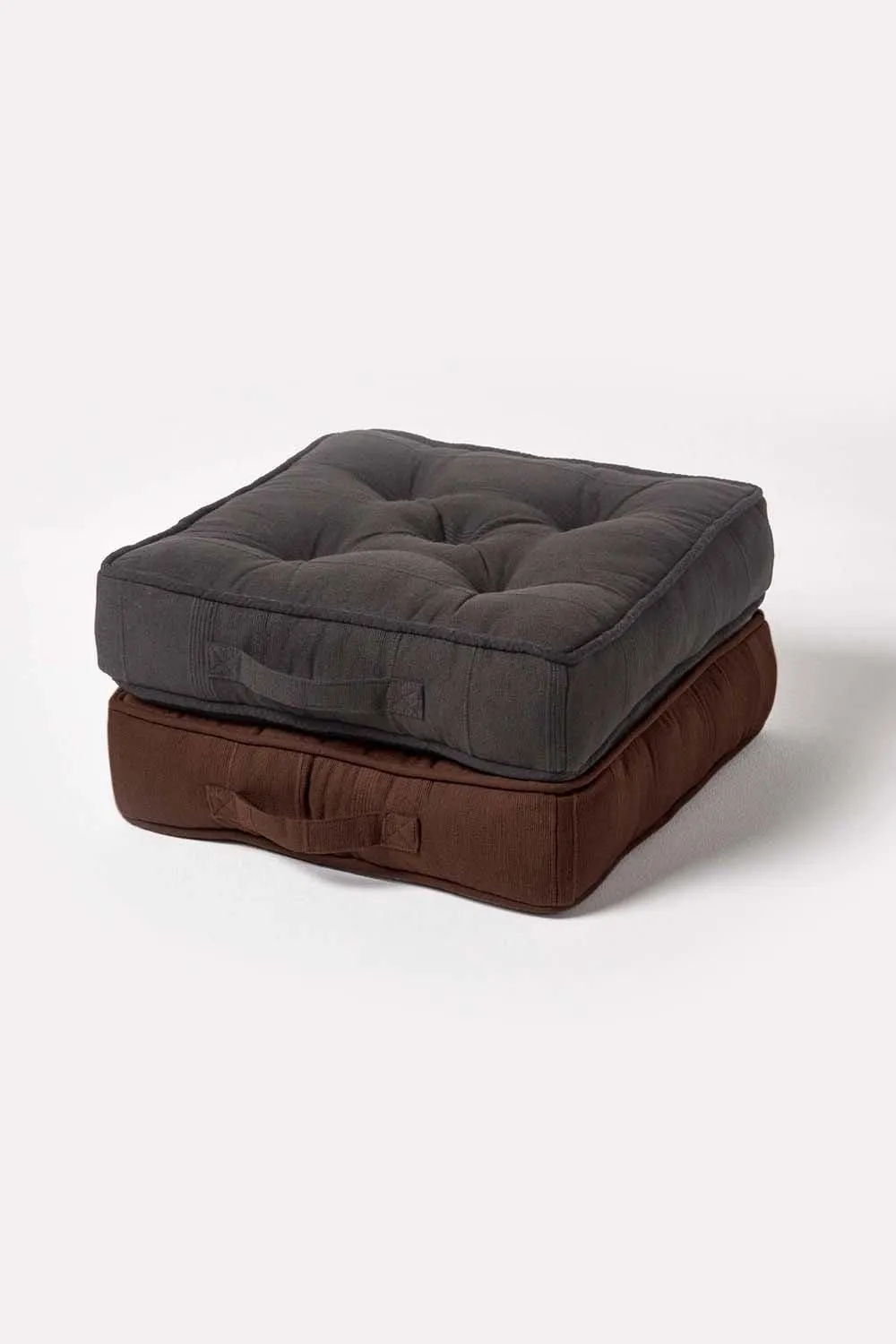 Homescapes Rajput Ribbed Cotton Floor Cushion in Brown 6