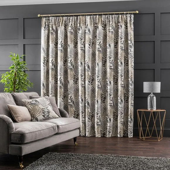 Leaf Jacquard Pencil Pleat Curtains 4