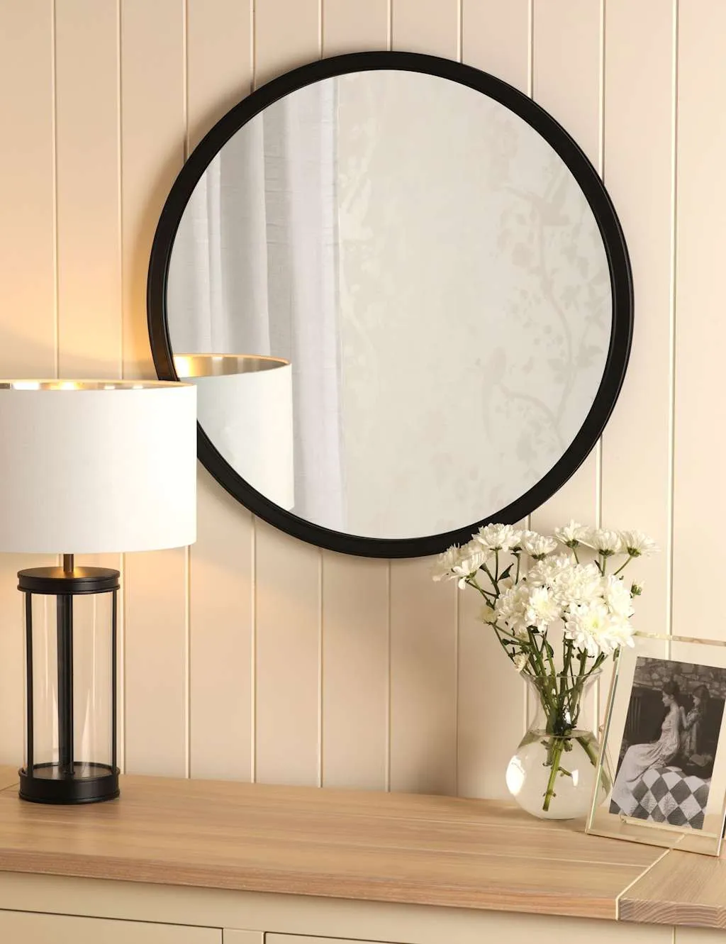 Laura Ashley Harrington Medium Round Wall Mirror Black