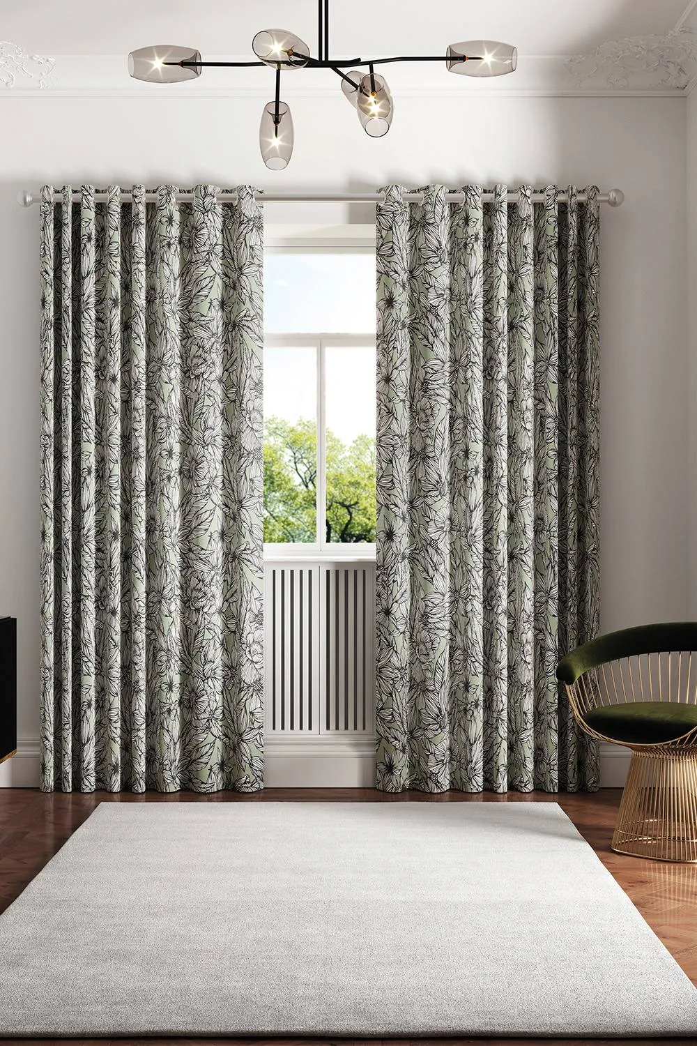 Ted Baker 'Vietnm' Cotton Lined Curtains in Green 4