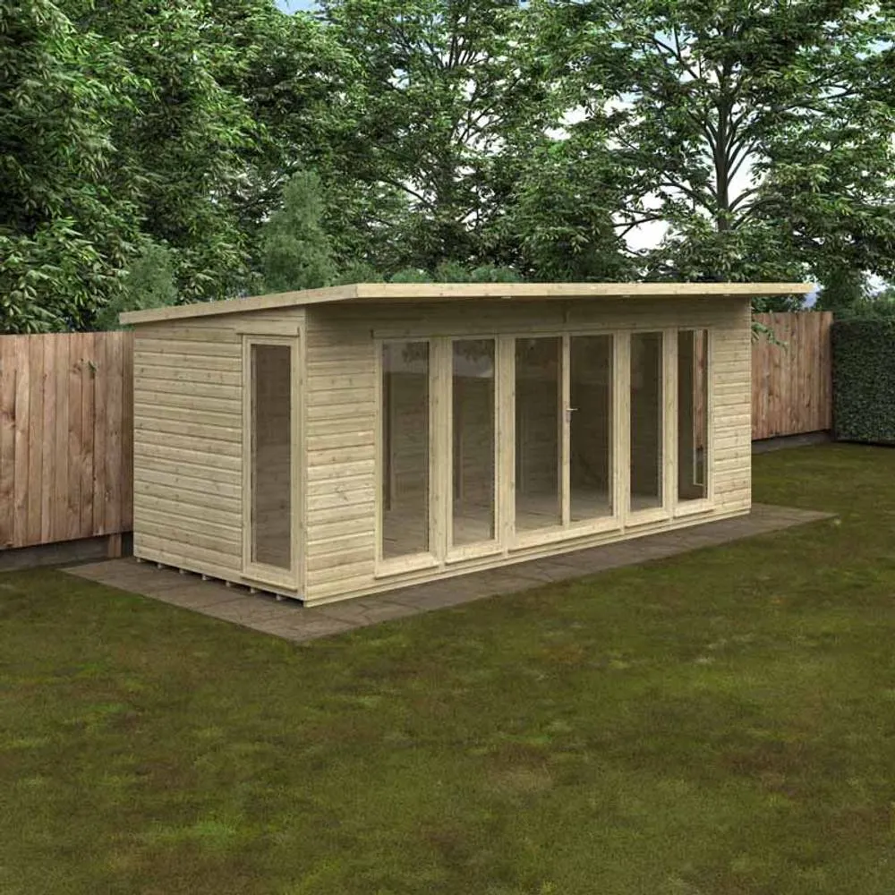 Buttercup Farm 20x8 Feet Tanalised Garden Studio 16mm Shed - Solid Wood/Softwood/Pine in Natural 2