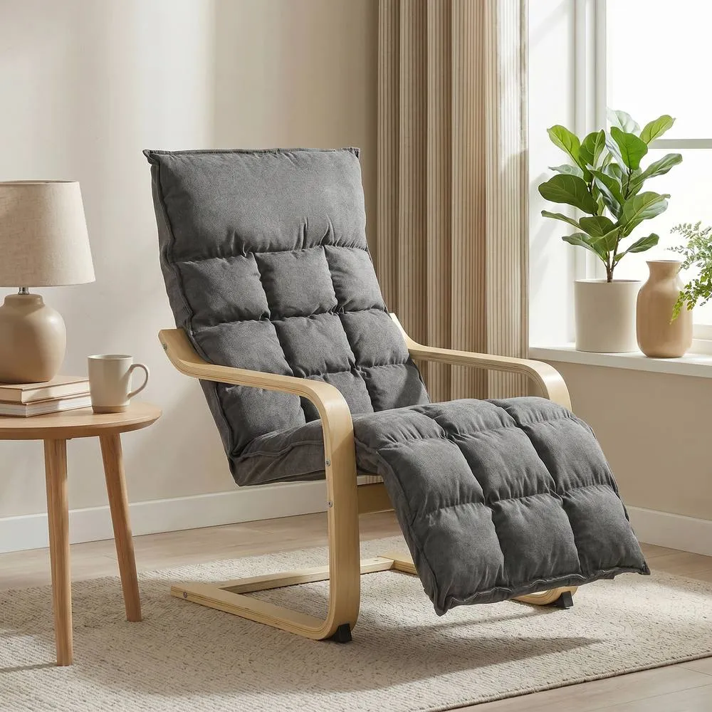 HOMCOM Accent Chair, Leisure Lounge Chair Armchair with Footrest, Grey 2