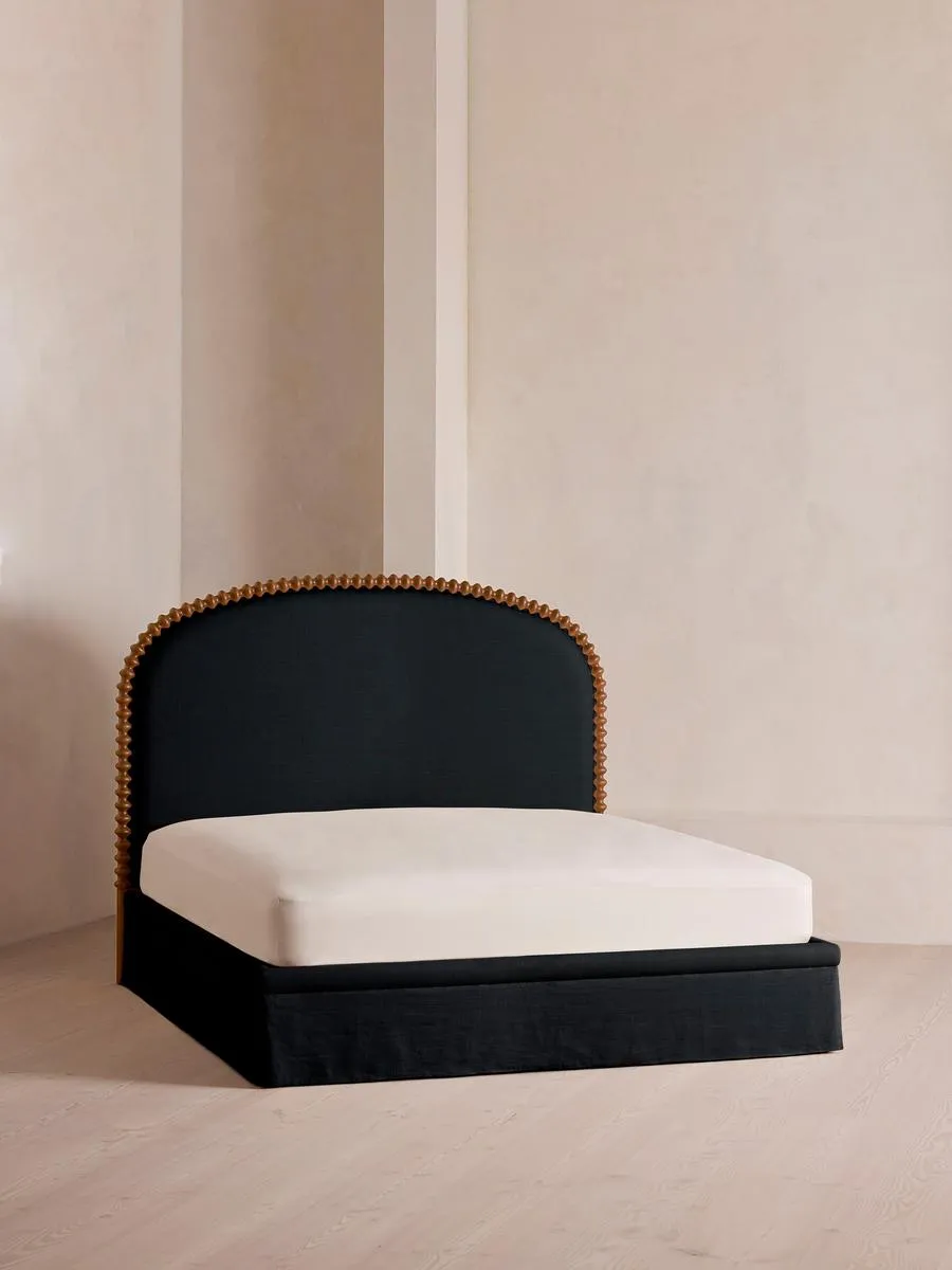 Mika Bed, Super king, Linen, Indigo