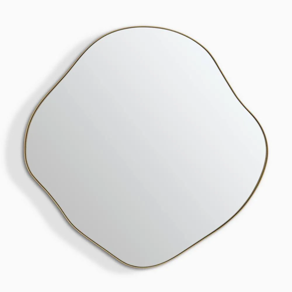 FurnitureboxUK Vita Gold Metal Small 60x60cm Pebble Shape Wall Mirror 3