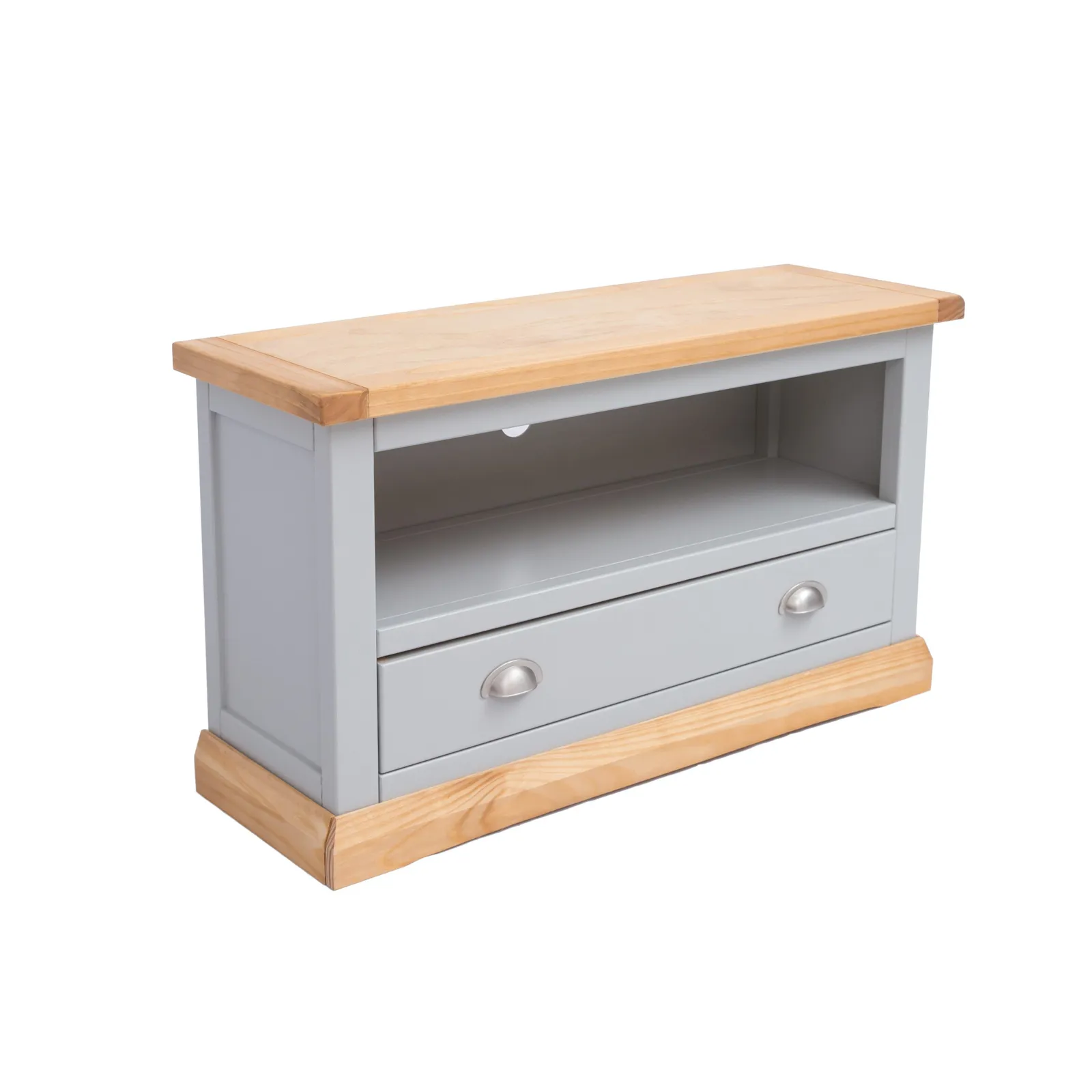 Cabinet Bits Bomporto Light Grey 1 Drawer TV Cabinet Chrome Cup Handle 3