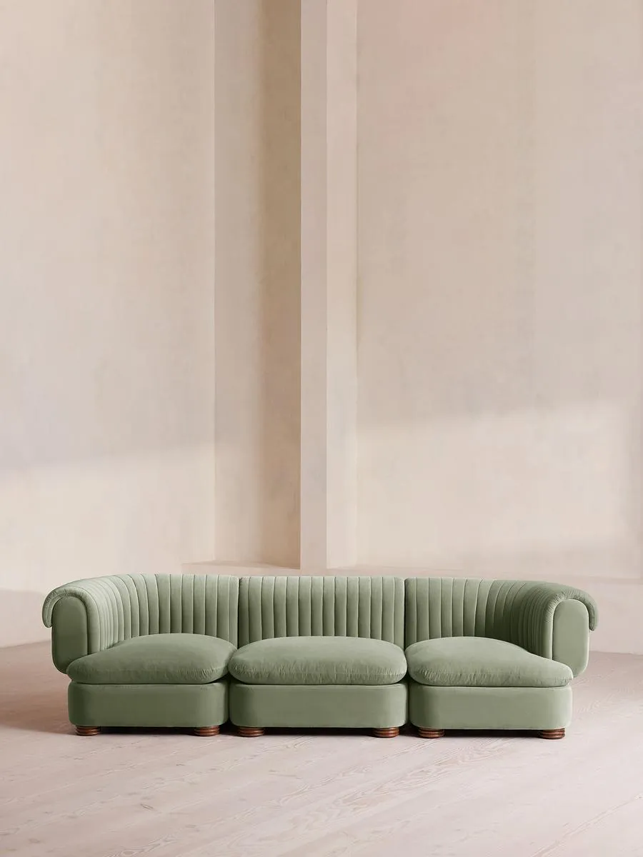 Rava Modular Sofa, Four Seater, Velvet, Seafoam