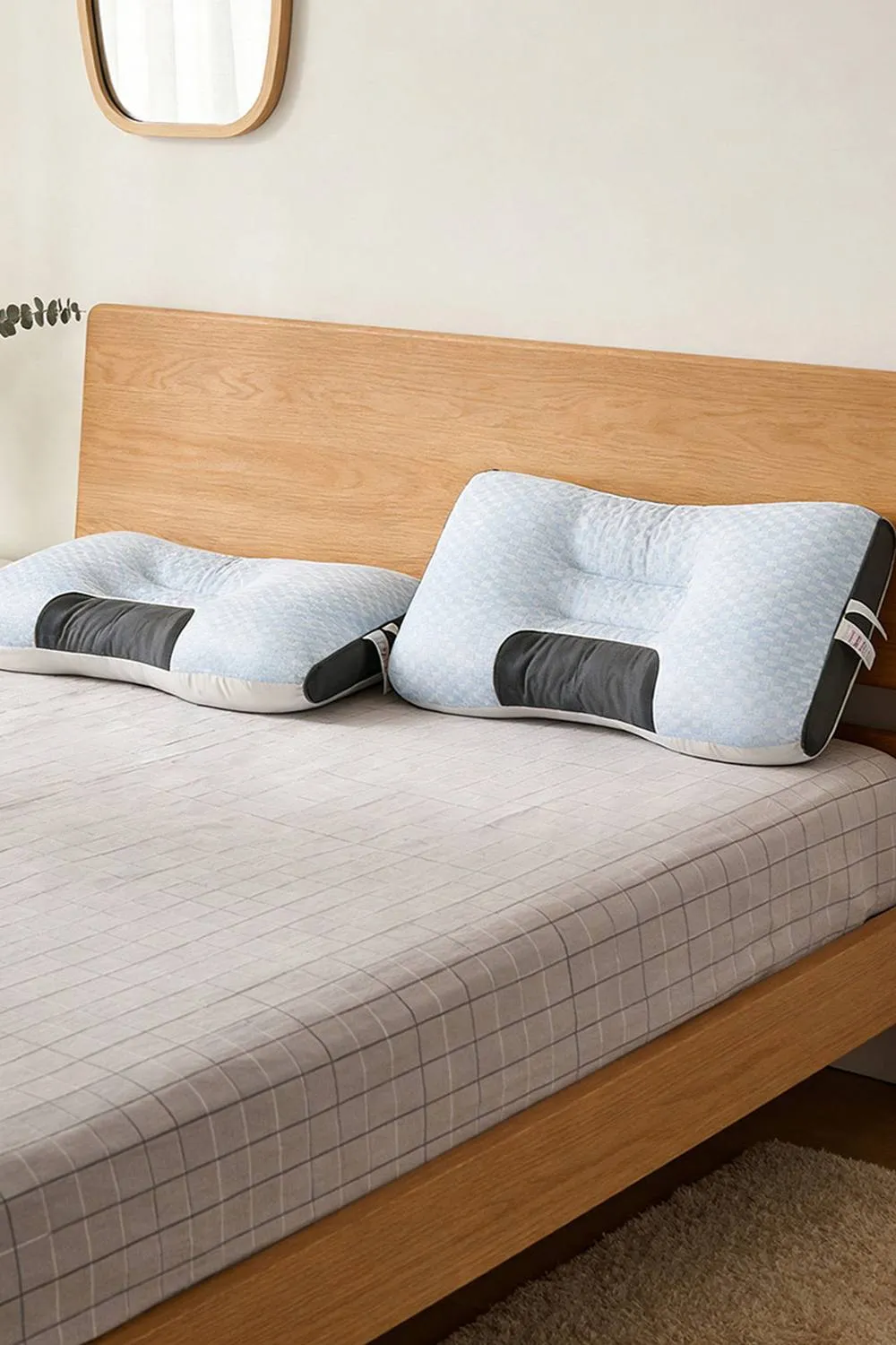 Living and Home Cooling Pillow Insert for Back Stomach and Side Sleepers in Blue