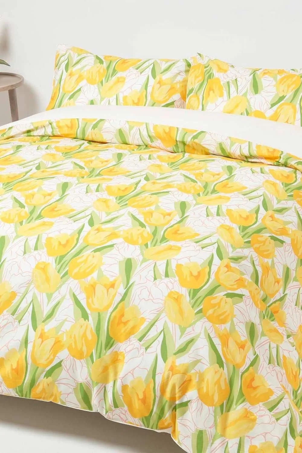 Homescapes Yellow Tulips Digitally Printed Cotton Duvet Cover Set 6