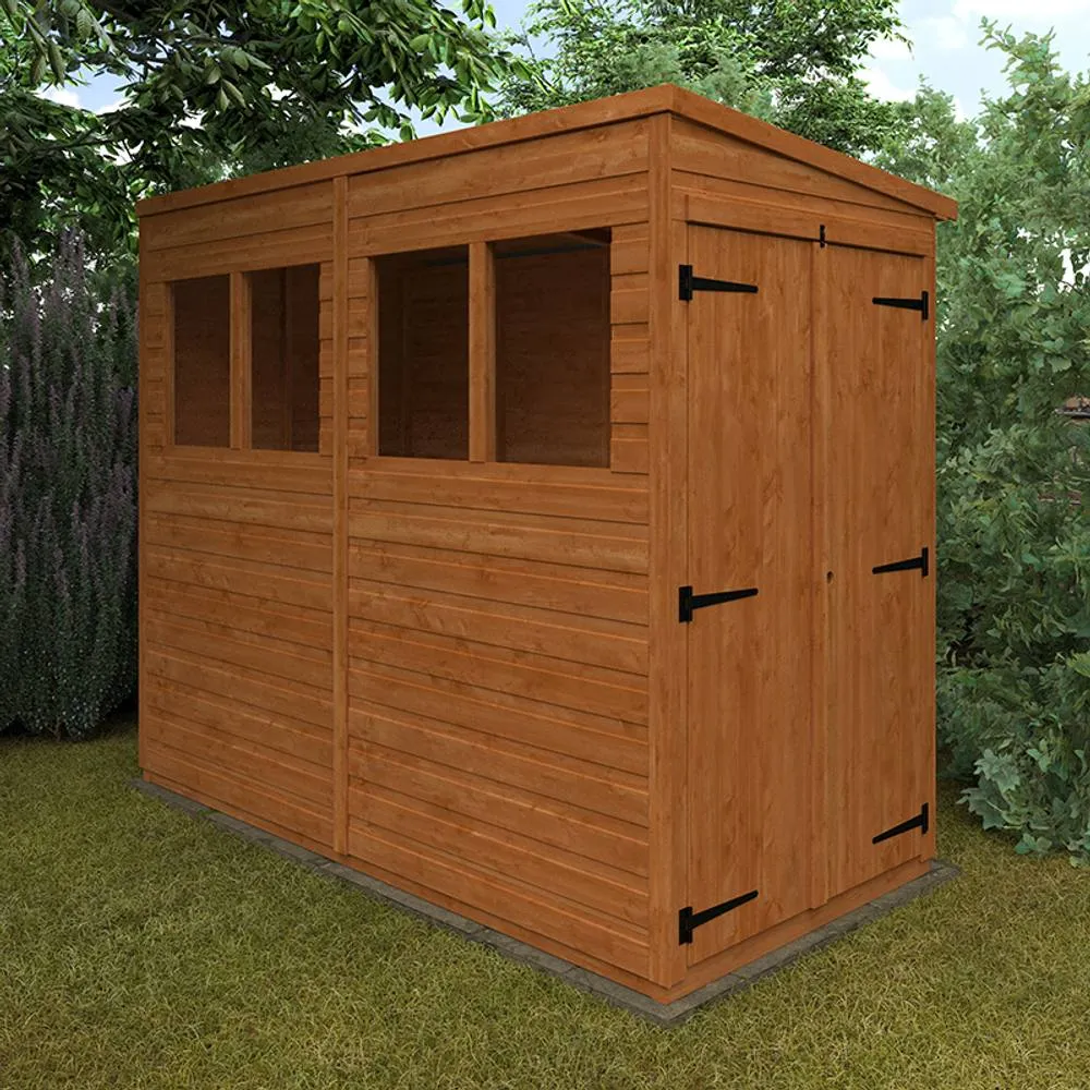 Buttercup Farm 8x4 Flex Pent Double Door 12mm Flex - L238.8 x W115 x H203 cm in Burnt Orange 2