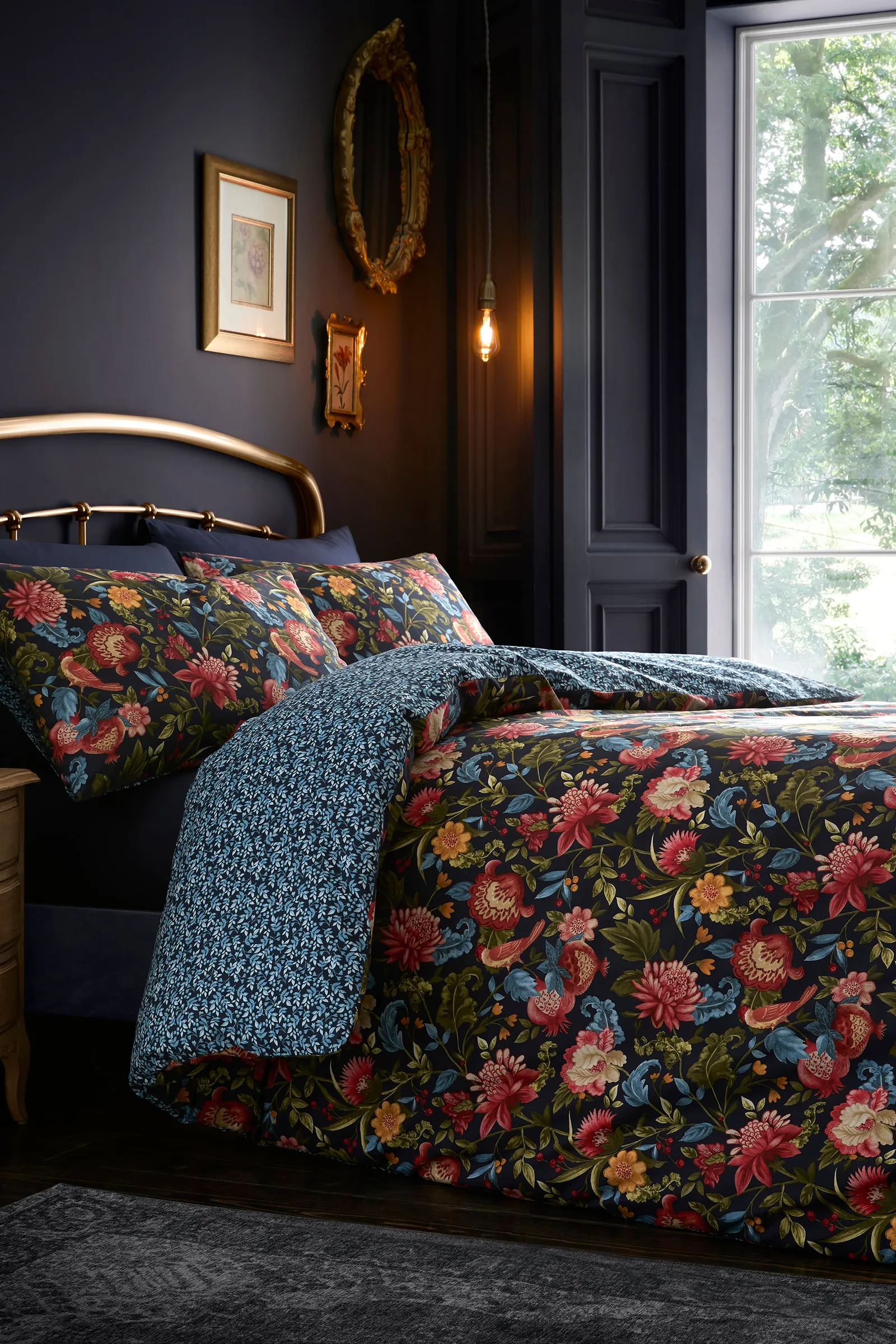 Dreams & Drapes 'Bejewelled' Soft 100% Cotton Duvet Cover Set in Navy