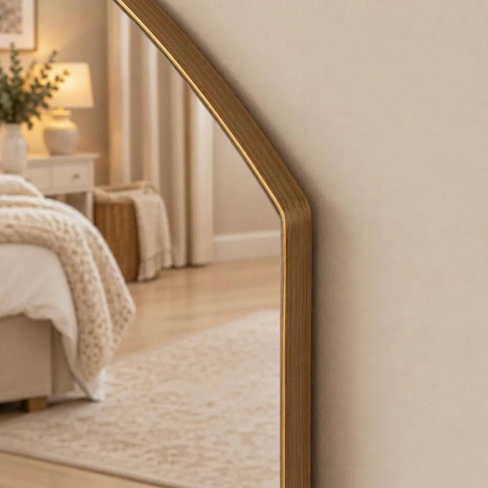 Melody Maison Large Arch Gold Framless Full Length Wall Mirror - 150cm x 60cm 2