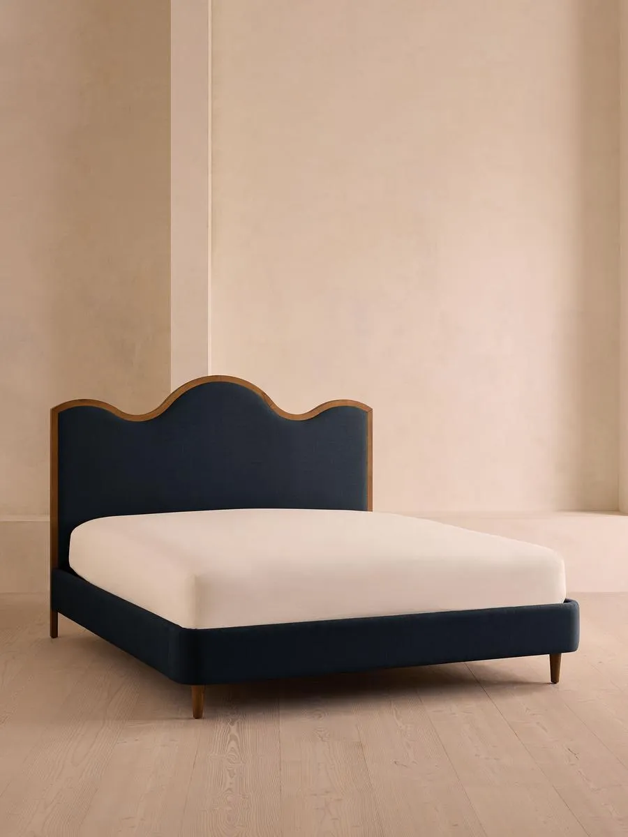 Aubrey Bed, King, Linen, Indigo