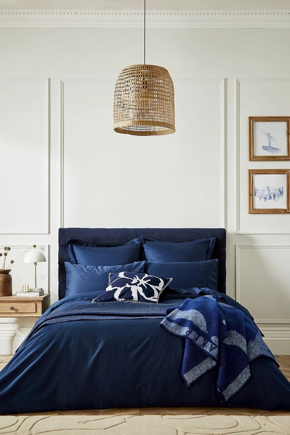 Ted Baker 'TB Plain Dye' Cotton Sateen Fitted Sheet in Navy 4