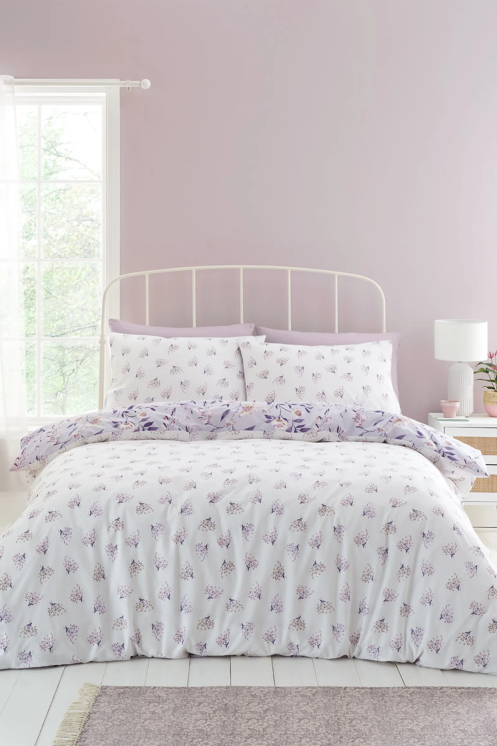 Catherine Lansfield Isadora Floral Reversible Duvet Cover Set in Lilac 2