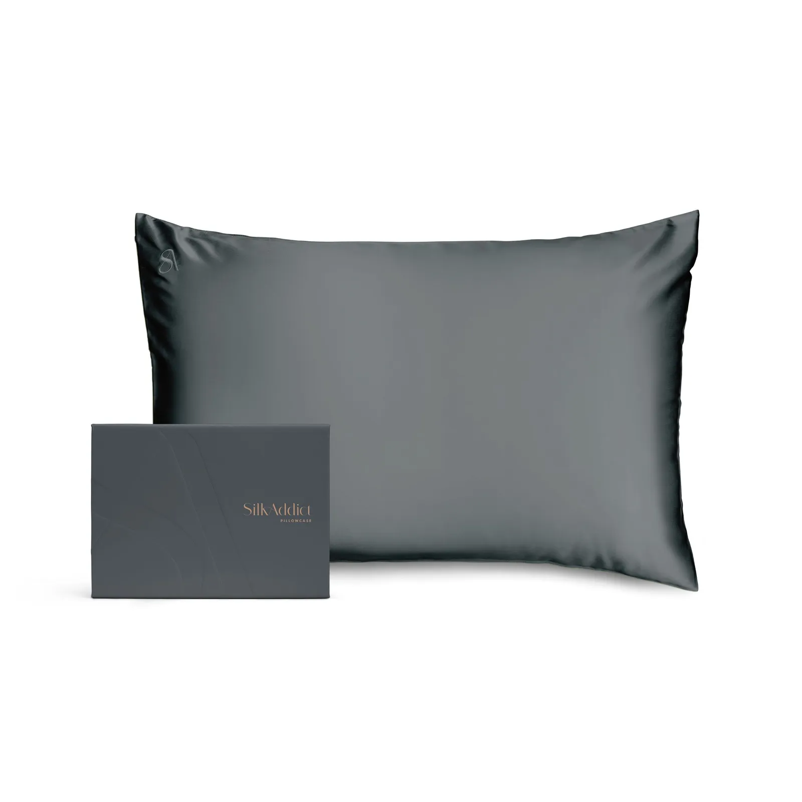 Silk Addict 100% Mulberry Silk Pillowcase - Navy in Charcoal