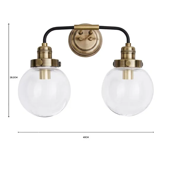 Broden Bathroom 2 Light Wall Light Antique Brass 6