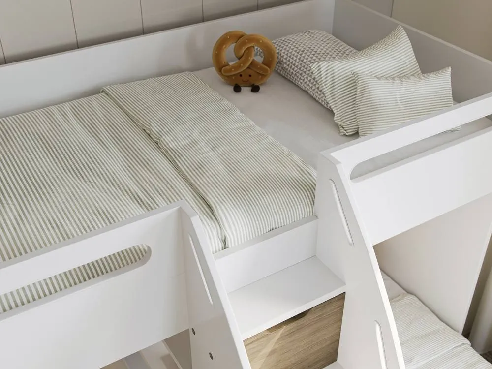 Flair Eddie Staircase Triple Bunk Bed with Storage in White 5