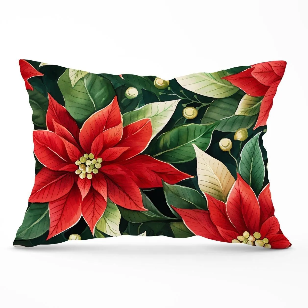 Warren Reed - Designer Poinsetta Watercolour Cushions in Red