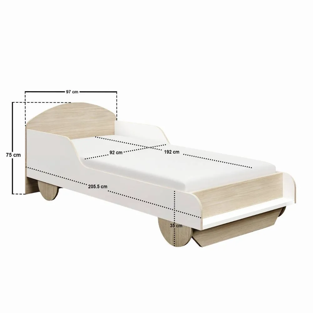 Flair Oliver Car Wooden Bed White & Oak 5