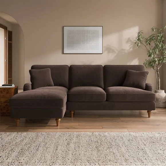 Beatrice II Velvet Corner Chaise Sofa 1