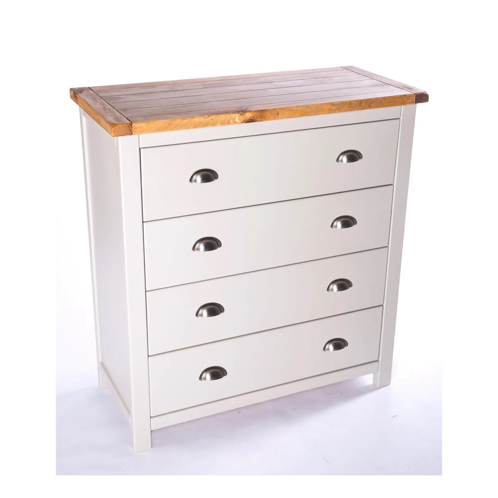 Cabinet Bits Argenta 4 Drawer Chest of Drawers Chrome Cup Handle in Light Grey 3