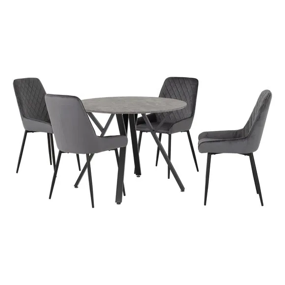 Athens 4 Seater Round Dining Table with 4 Avery Chairs 1