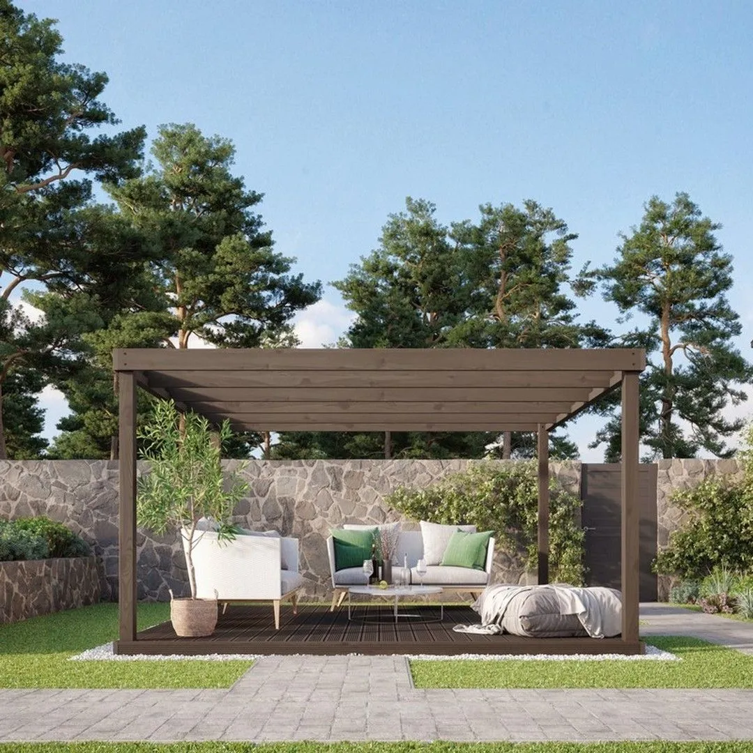 Rutland County Garden Furniture Ltd Box Pergola & Decking Kit - Wood - L300 x W300 cm - Light Green in Brown 2