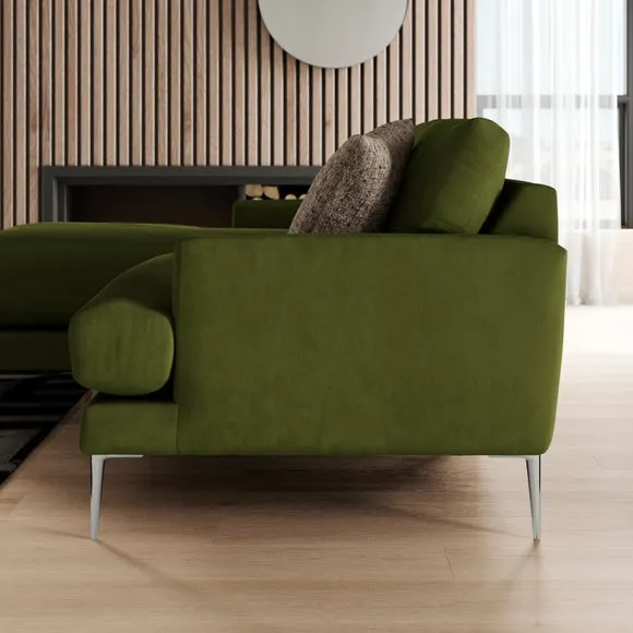 Lawson Matte Plush Velvet Corner Chaise Sofa 2