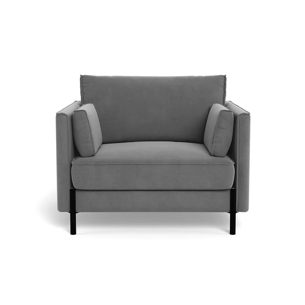 Heal's Tortona Armchair Smart Velvet Mercury Black Feet 1