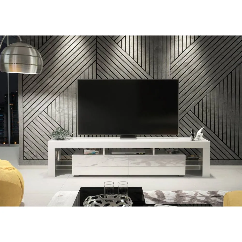 Creative Furniture Nova TV Unit 200cm - White with Gloss Doors 2
