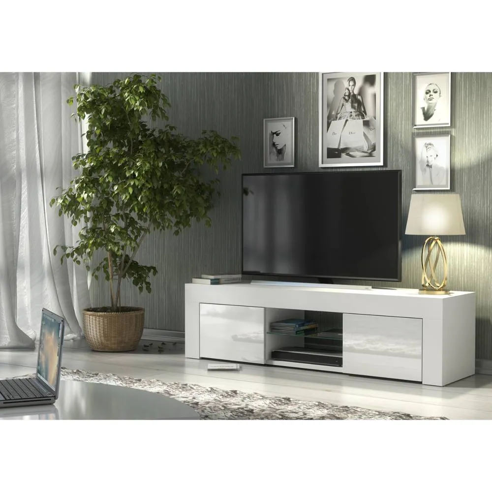 Creative Furniture Loom TV Unit 130cm - White with Gloss Doors 6