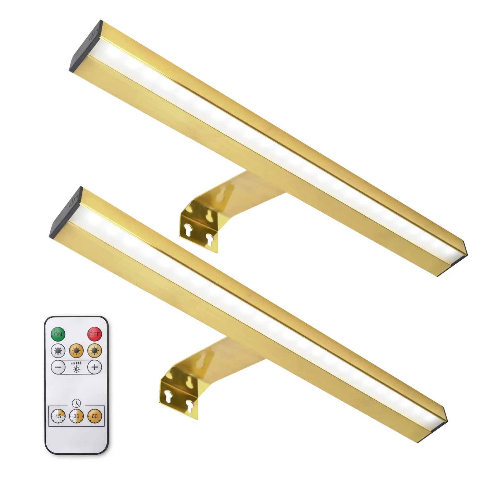 ValueLights Ryle Set of 2 Rechargeable Easy Fit Wall Touch Light Fittings in Gold 2