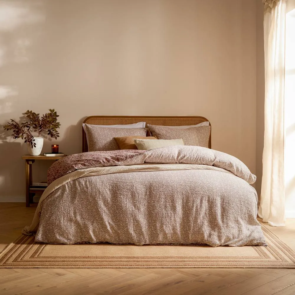 Yard Perrie Leaf Muslin 100% Cotton Duvet Cover Set in Walnut 2