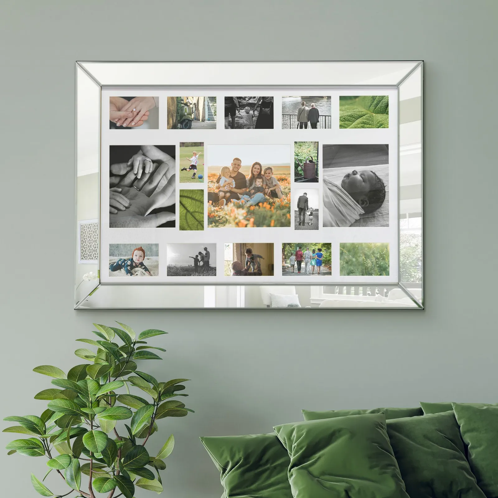 MirrorOutlet Vista All Glass Elegant Collage Picture Frame 107 x 76 CM in Silver 2