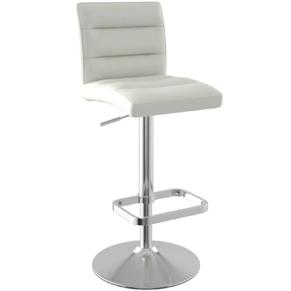 netfurniture Swank Brushed Steel Bar Stool With Faux Leather Padded Seat White 3