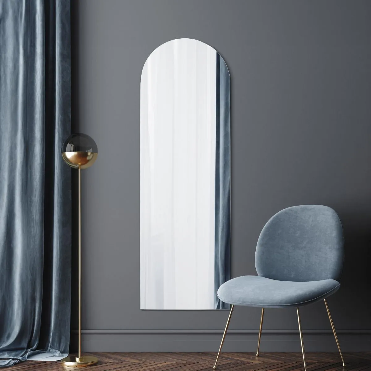 MirrorOutlet Frameless Arched Leaner/Wall Mirror 70" X 24" (180CM X 60CM) in Silver 6