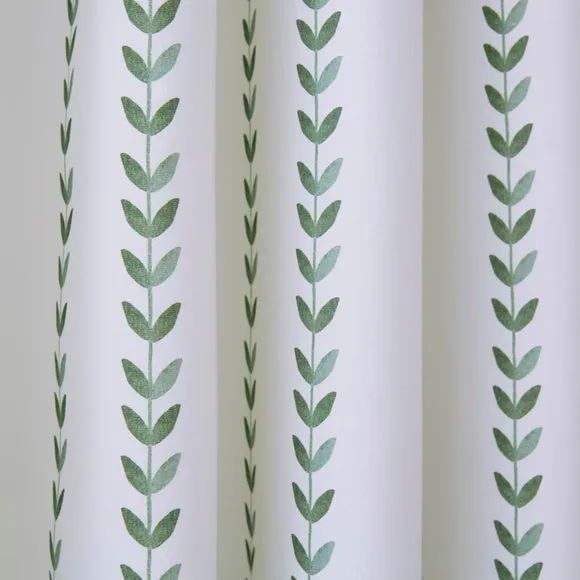 Trailing Leaf Stripe 100% Cotton Blackout Eyelet Curtains 3