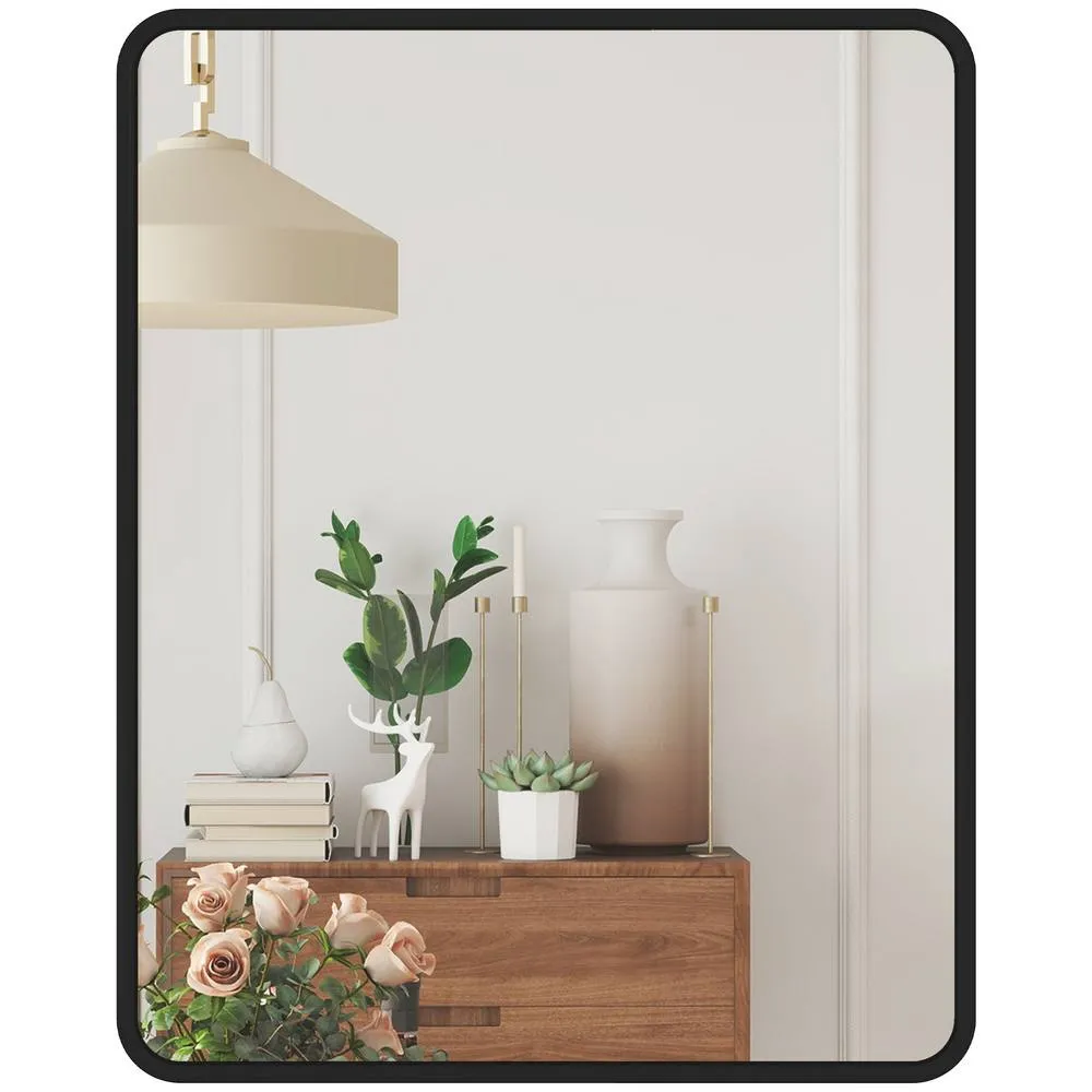 HOMCOM Rectangular Mirror with Metal Frame, Decorative Wall Mirror, Black 2