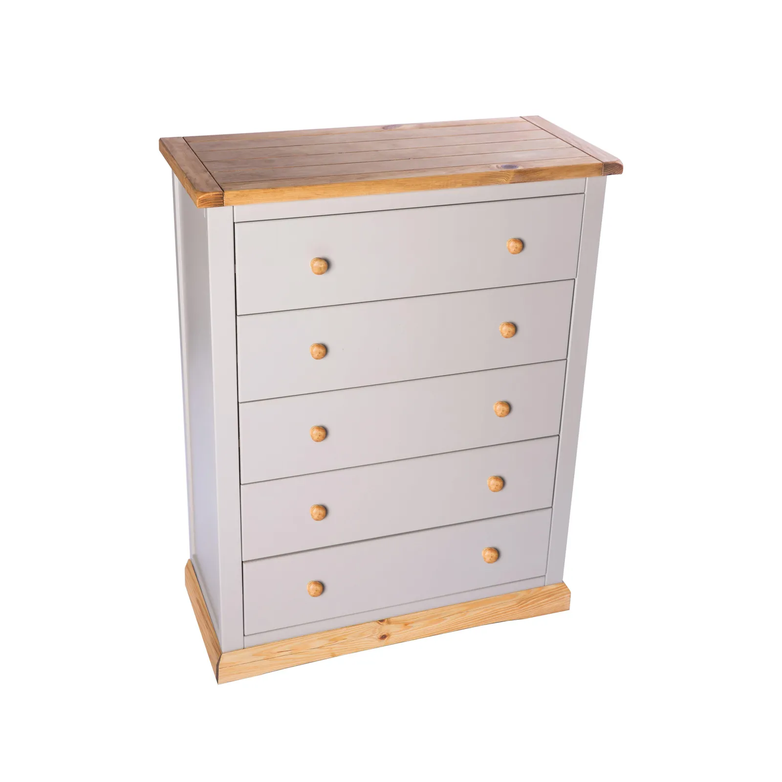 Cabinet Bits Bomporto 5 Drawer Chest of Drawers Wood Knob in Light Grey 3