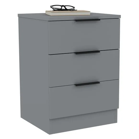 Return - Hayes 3 Drawer Bedside Table, Grey 5