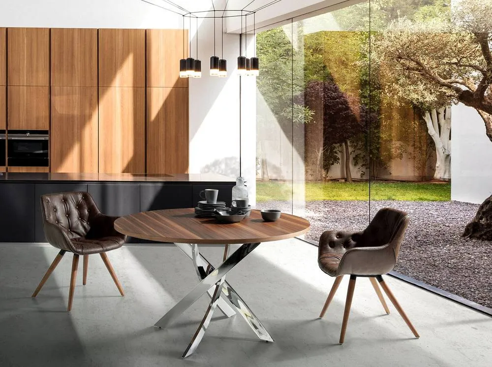 Angel Cerda Chocolate Leatherette Dining Chair with Walnut Legs in Brown 4