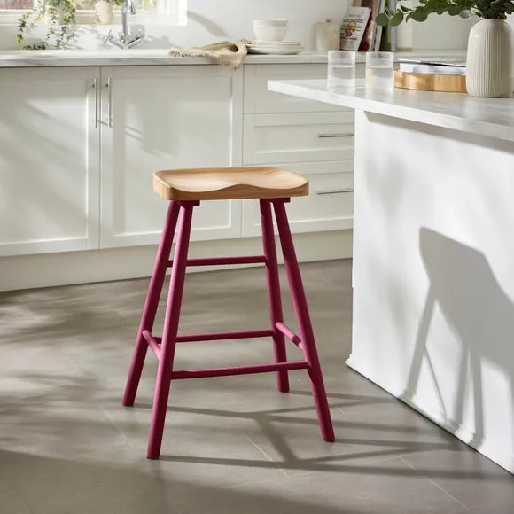 Loxwood Counter Height Painted Leg Bar Stool, Solid Oak