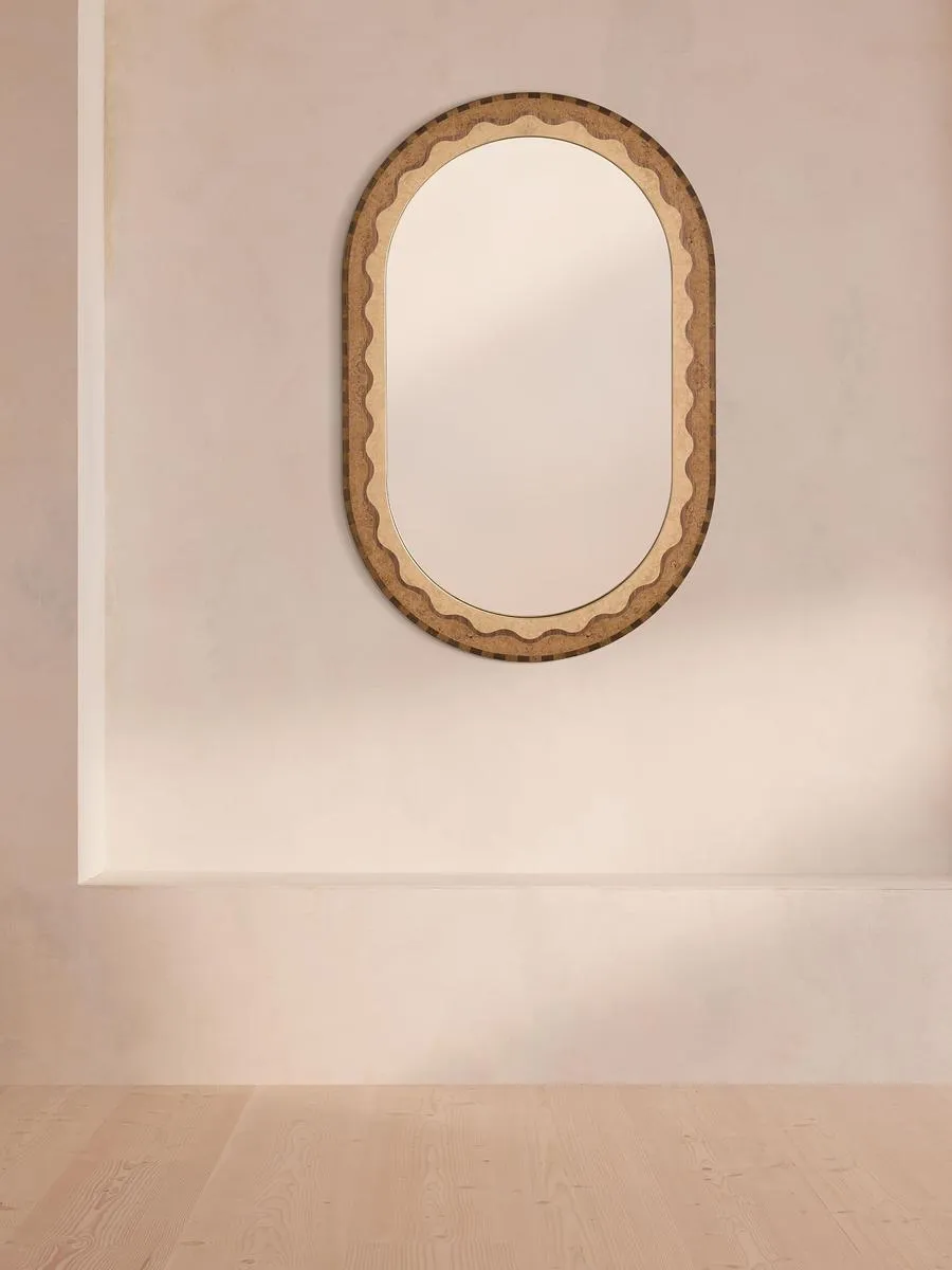 Marella Wall Mirror, Burl & Walnut