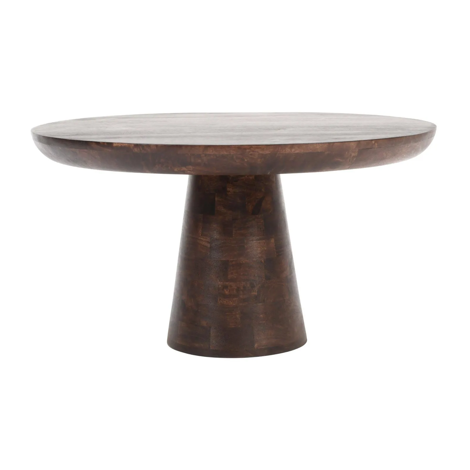 IH Design Natural Solid Dark Mango Wood Round Coffee Table in Brown