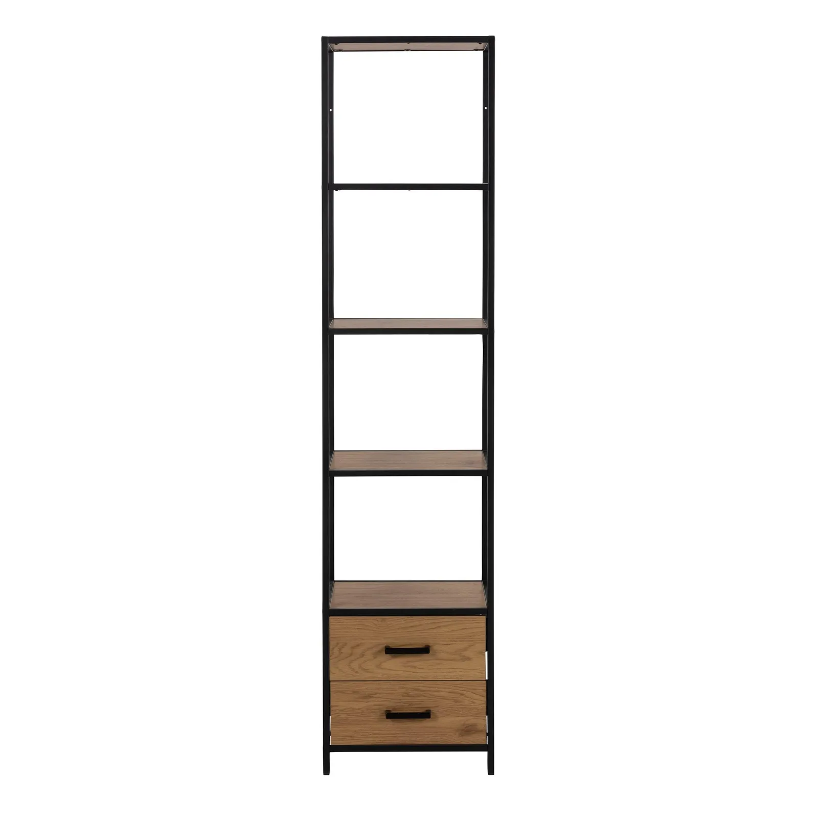 Furniture To Go Seaford Bookcase with 2 Drawers & 3 Shelves in Black & Oak 2