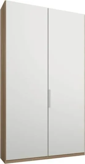 Caren 2 door 100cm Hinged Wardrobe, Oak Frame, Matt White Doors, Premium Interior