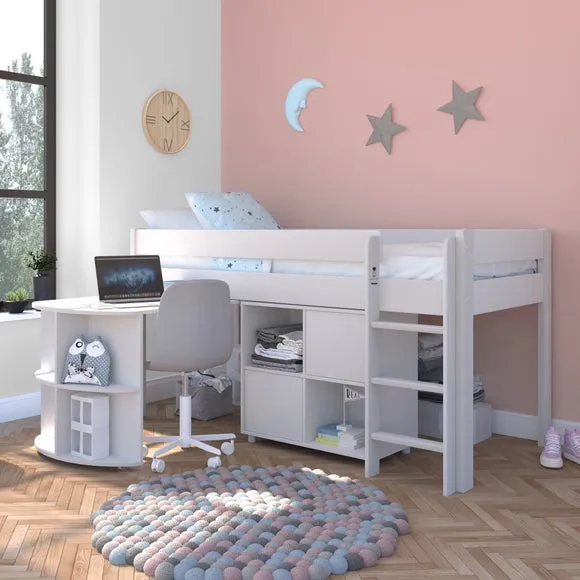 Uno Midsleeper With Pull Out Desk And Cube Unit Pine 1